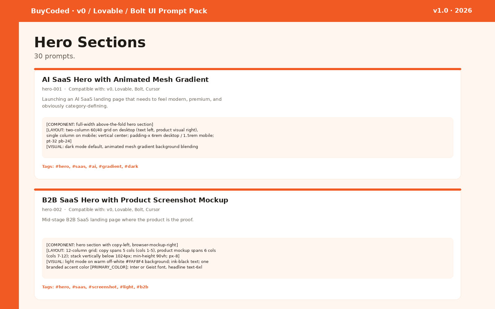 v0 / Lovable / Bolt UI Prompt Pack — 305 Battle-Tested Prompts